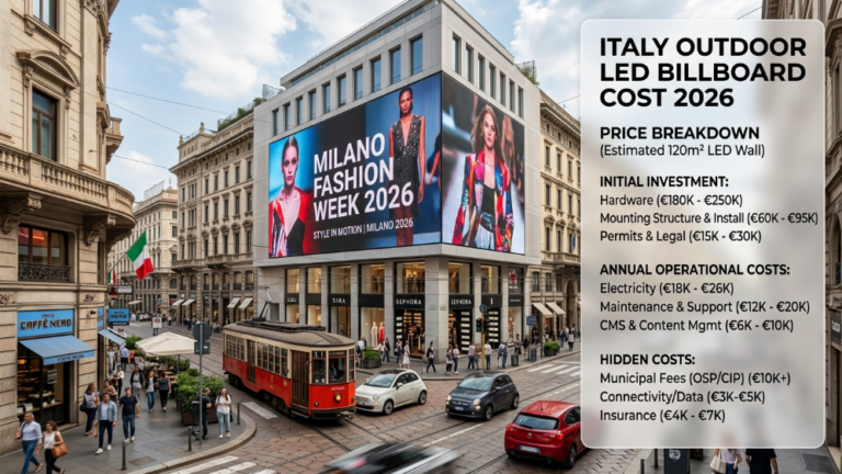 Italy outdoor LED billboard cost 2026 price breakdown