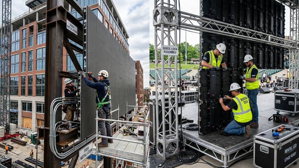 LED billboard installation structure comparison