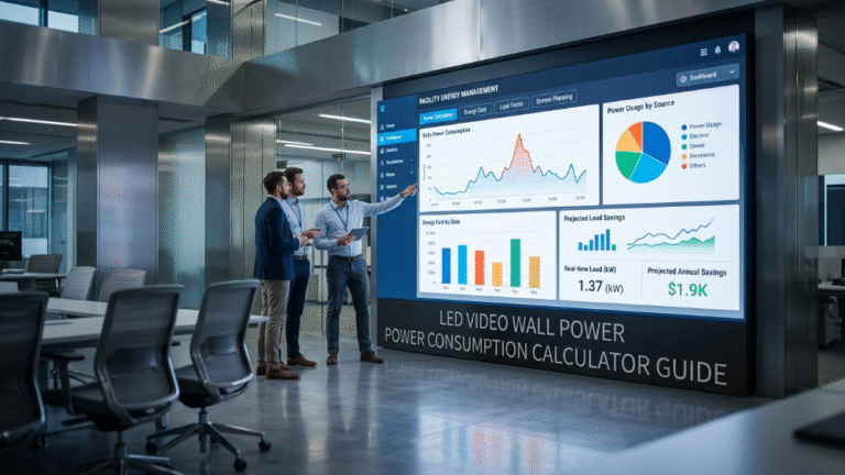 LED video wall power consumption calculator guide in a modern corporate environment