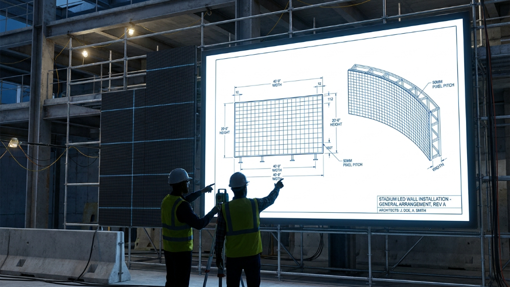 LED wall dimension and geometry planning diagram