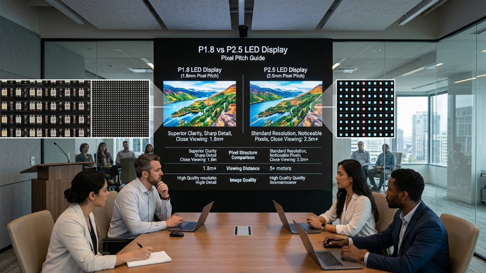 P1.8 and P2.5 portable LED display pixel pitch comparison