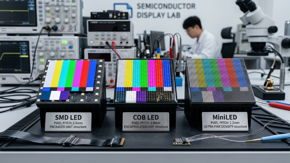 Comparación de tecnologías de pantallas LED para exteriores SMD COB y MiniLED