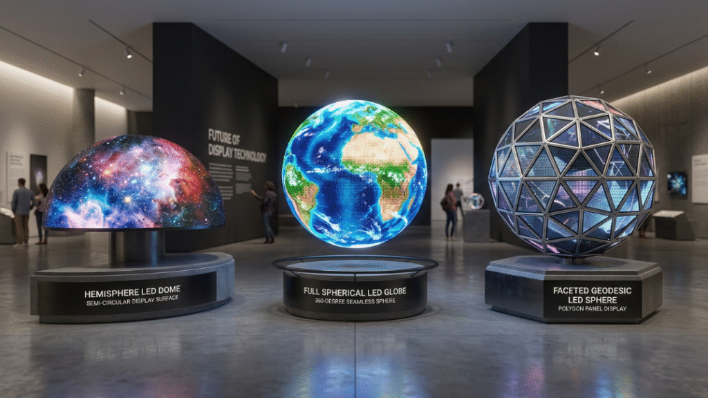 Three types of spherical LED structures comparison