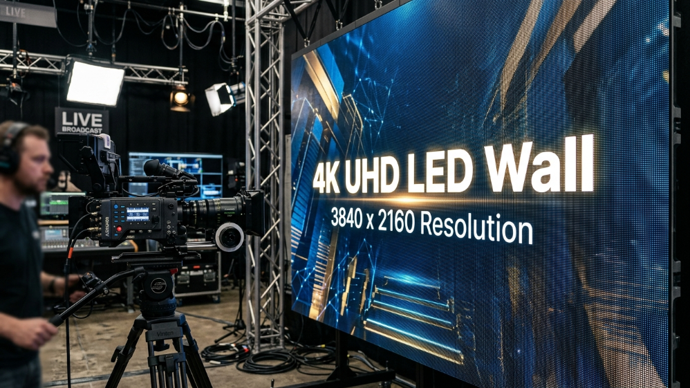 4K UHD fine pitch LED video wall with high resolution pixels