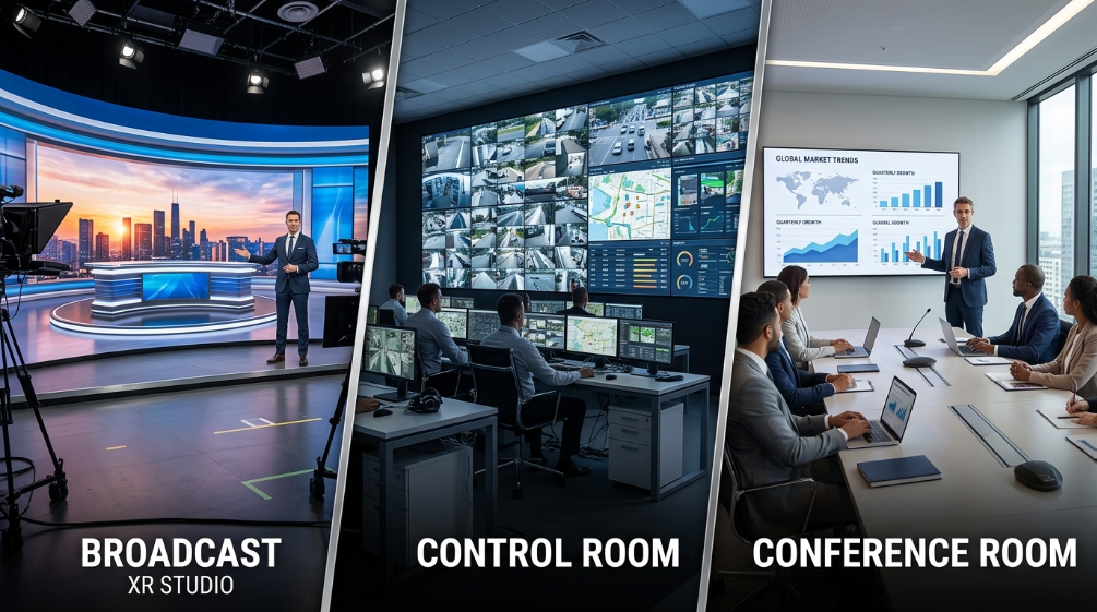 COB LED display applications in XR studio and control room