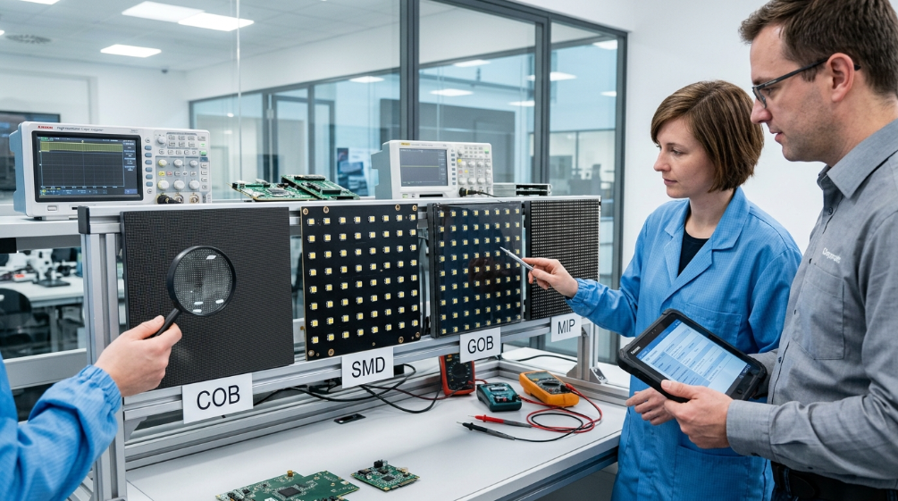 COB SMD GOB MIP LED display technology comparison