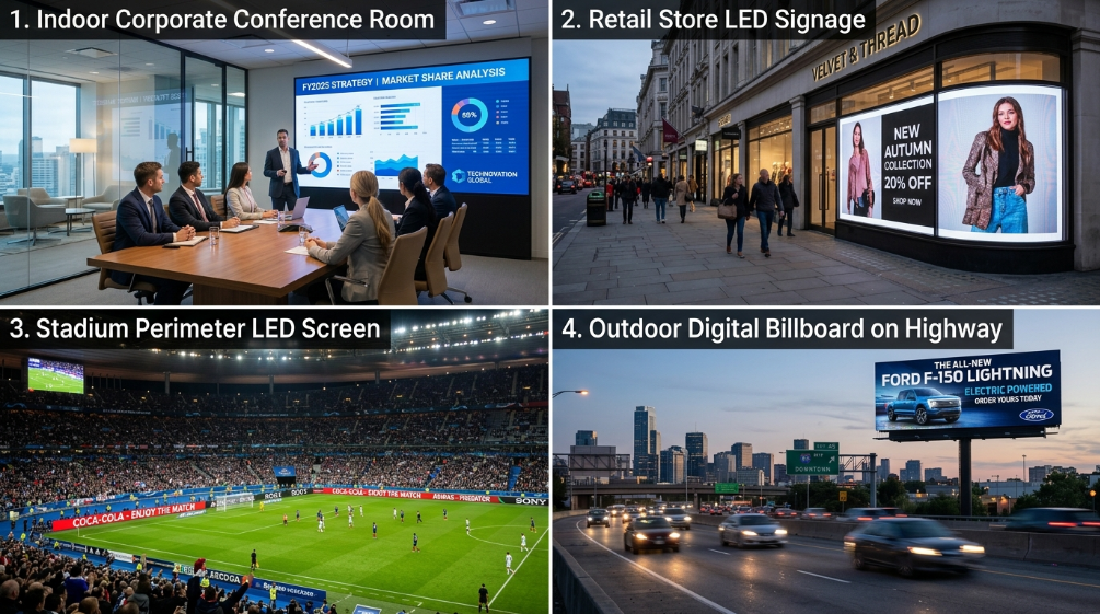 Commercial LED display applications indoor and outdoor
