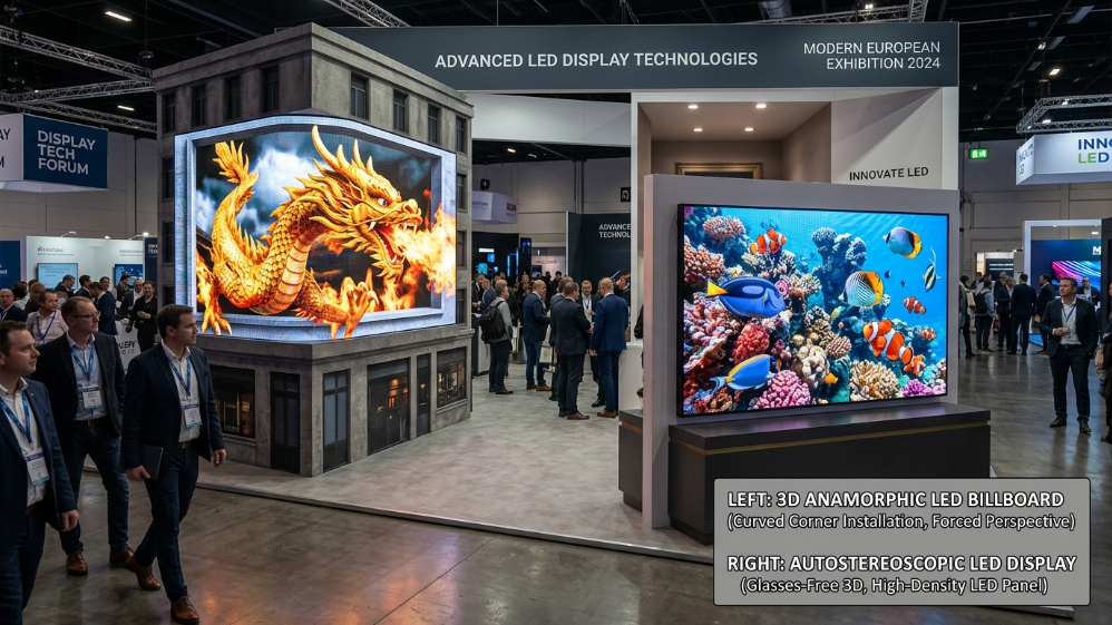 アナモルフィック3D LEDビルボードとオートステレオスコピックディスプレイの比較
