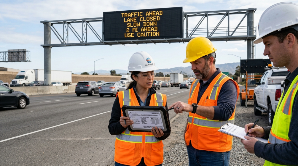 Engineers selecting outdoor traffic LED display specifications