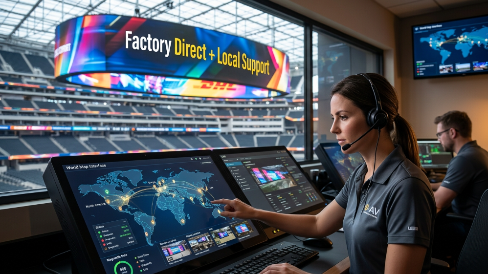 Factory direct LED display with local support network