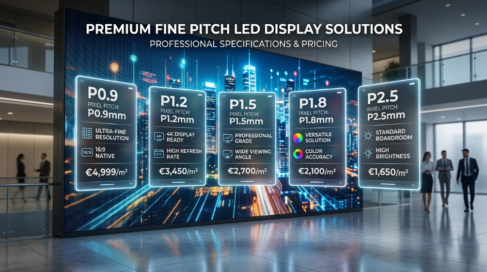 Fine pitch LED screen price comparison by pixel pitch