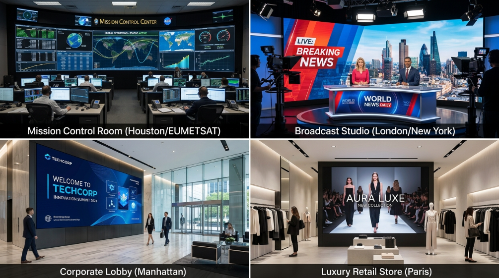 Fine pitch LED screens in control rooms broadcast and retail applications