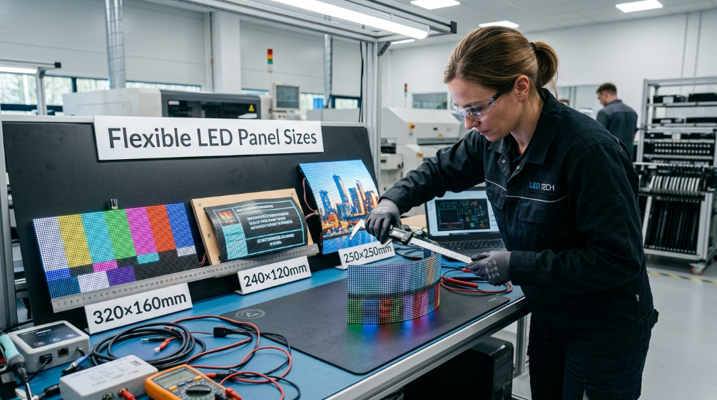 Flexible LED panel sizes and module dimensions comparison