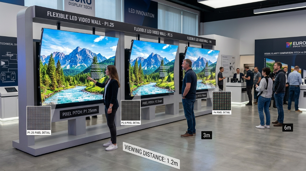 Flexible LED screen pixel pitch and viewing distance comparison