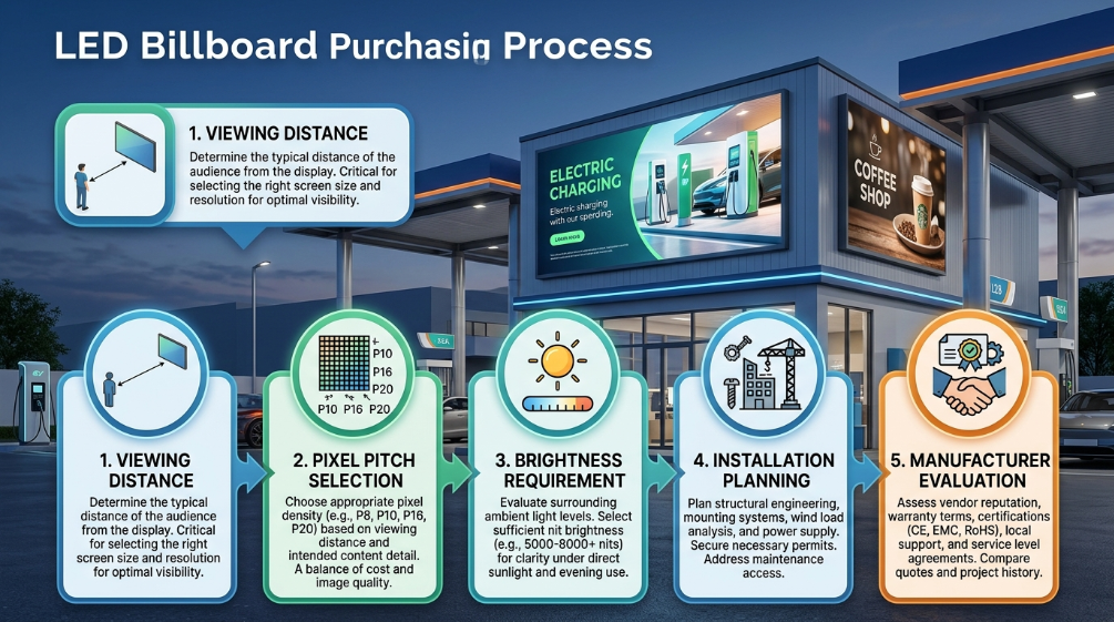 Gas station LED billboard buying decision process checklist