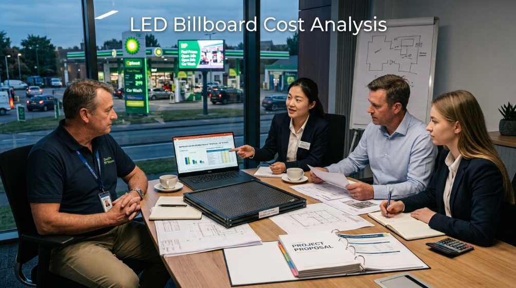 Gas station LED billboard cost analysis and project planning