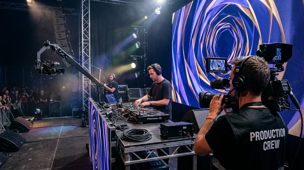 High refresh rate LED screen for DJ livestream and camera use