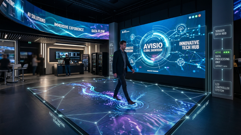 How interactive LED floor screen technology works with sensors