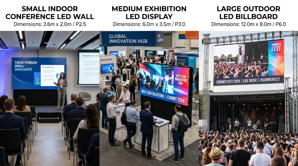 Indoor and outdoor LED screen rental cost examples