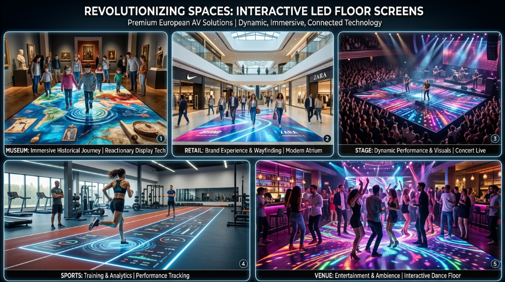 Interactive LED floor screen applications in museums malls and events