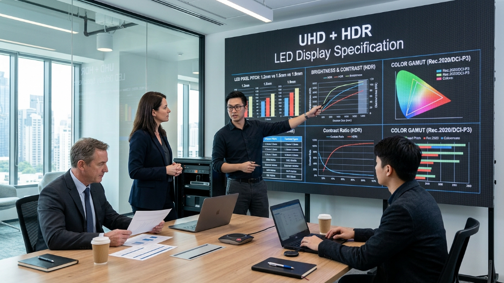 LED display buyers comparing UHD and HDR specifications