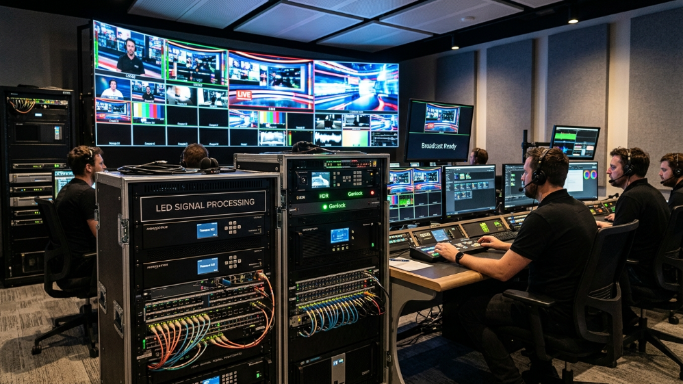 LED screen control system with HDR and Genlock processing