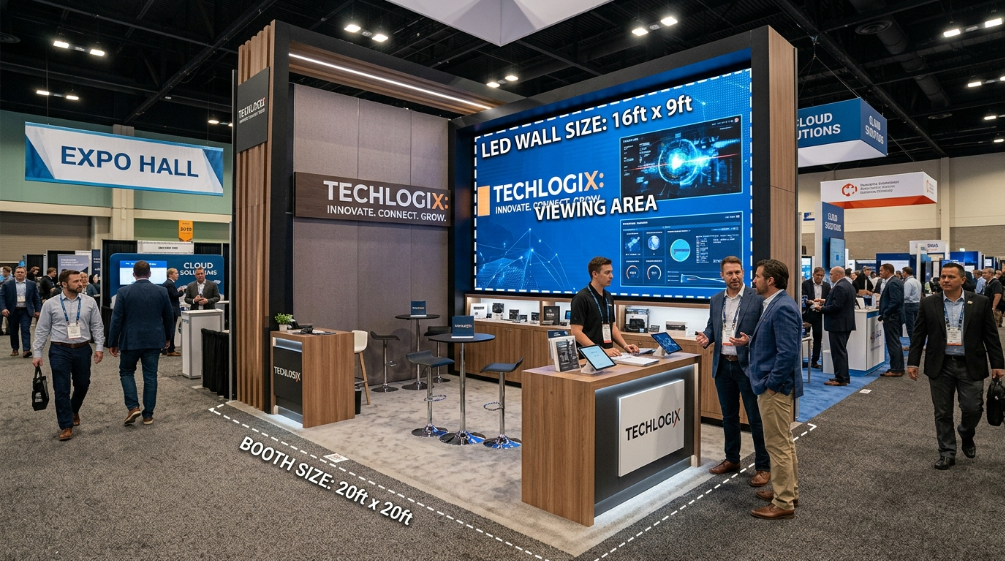 LED video wall size for exhibition booth