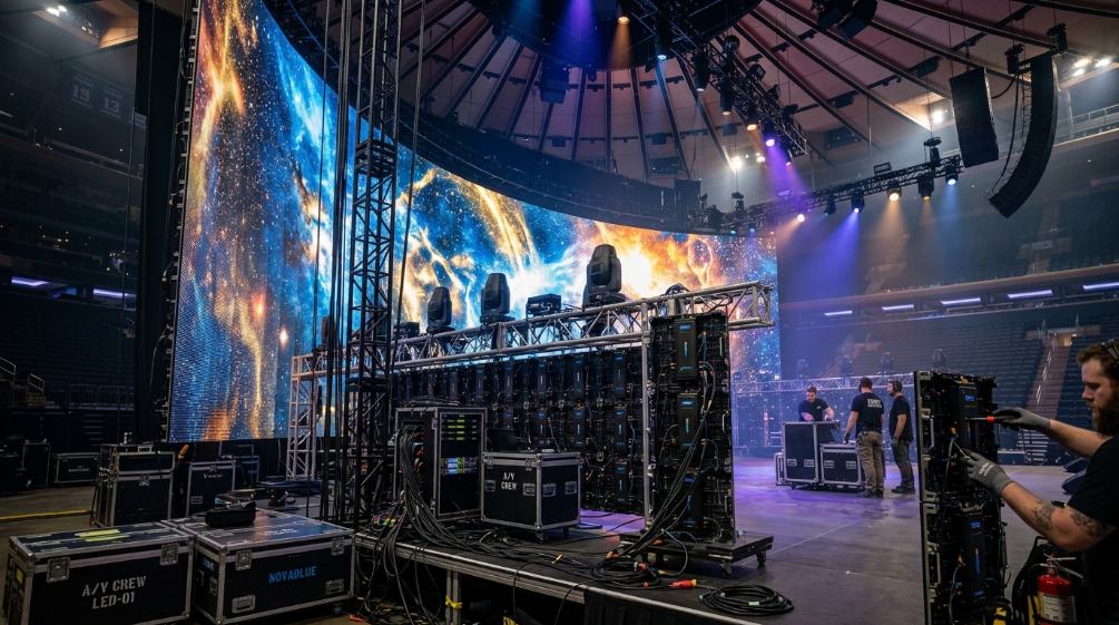 Professional modular concert LED screen on a live stage