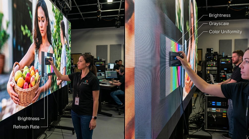 SMD LED display brightness refresh rate and color quality