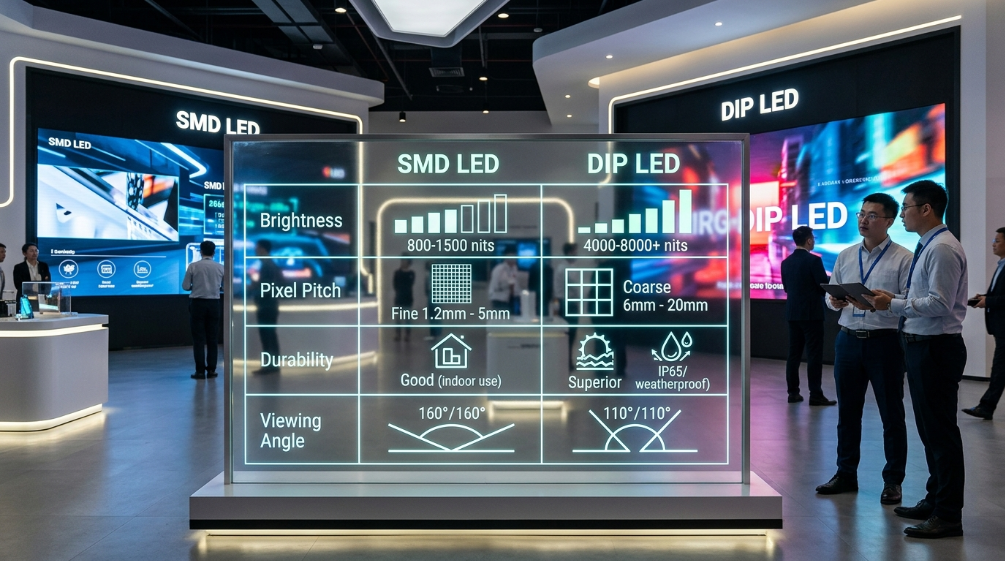 SMD vs DIP LED display specification comparison