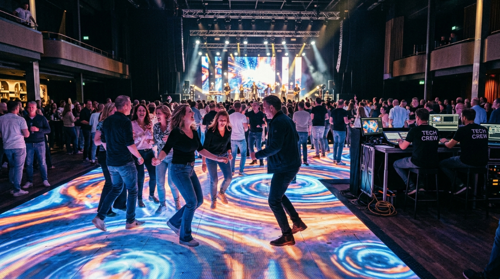 Safe walkable interactive LED floor display for events