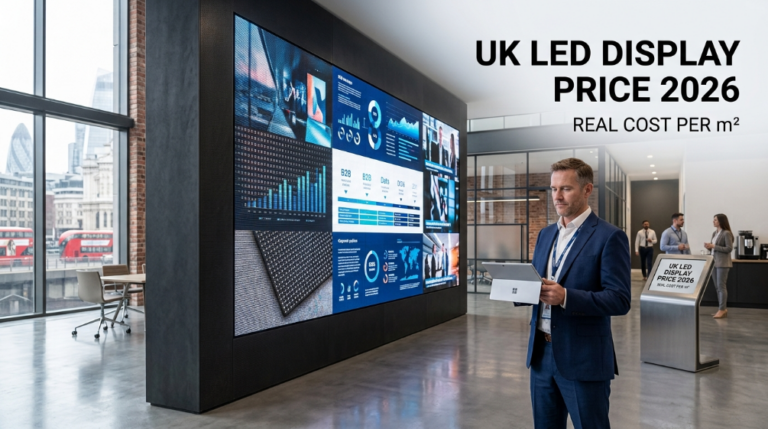UK LED display price 2026 real cost per m²