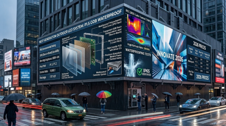 Waterproof outdoor LED display with IP65 and GOB protection